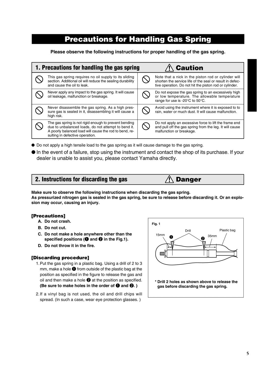 Yamaha YM6100, Concert Marimba owner manual Precautions, Discarding procedure 