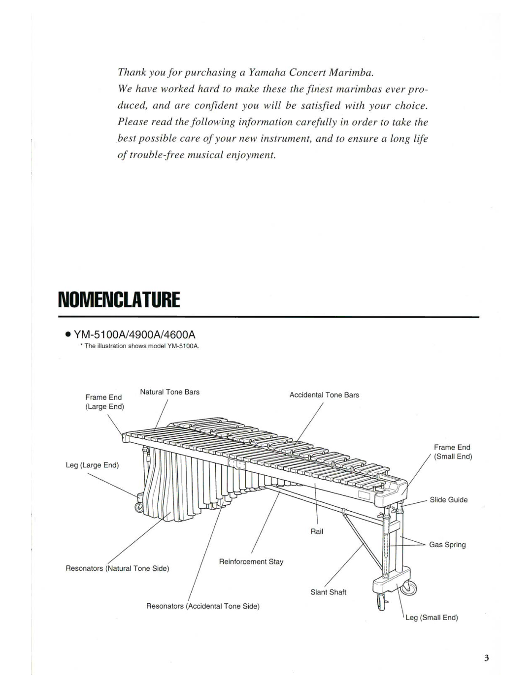 Yamaha YM-5100A/4900A/4600A, CONCERT MARIMBAS manual 