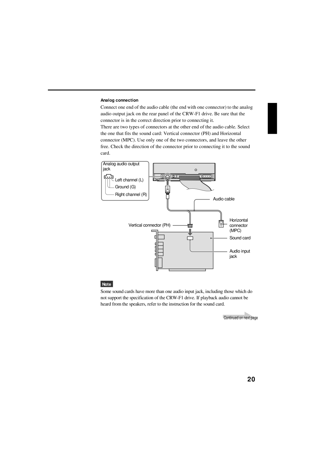 Yamaha CRW-F1-NB manual Analog connection 