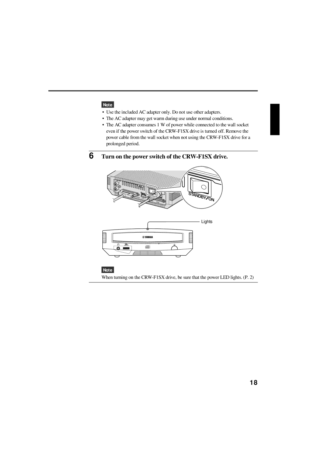 Yamaha manual Turn on the power switch of the CRW-F1SX drive 