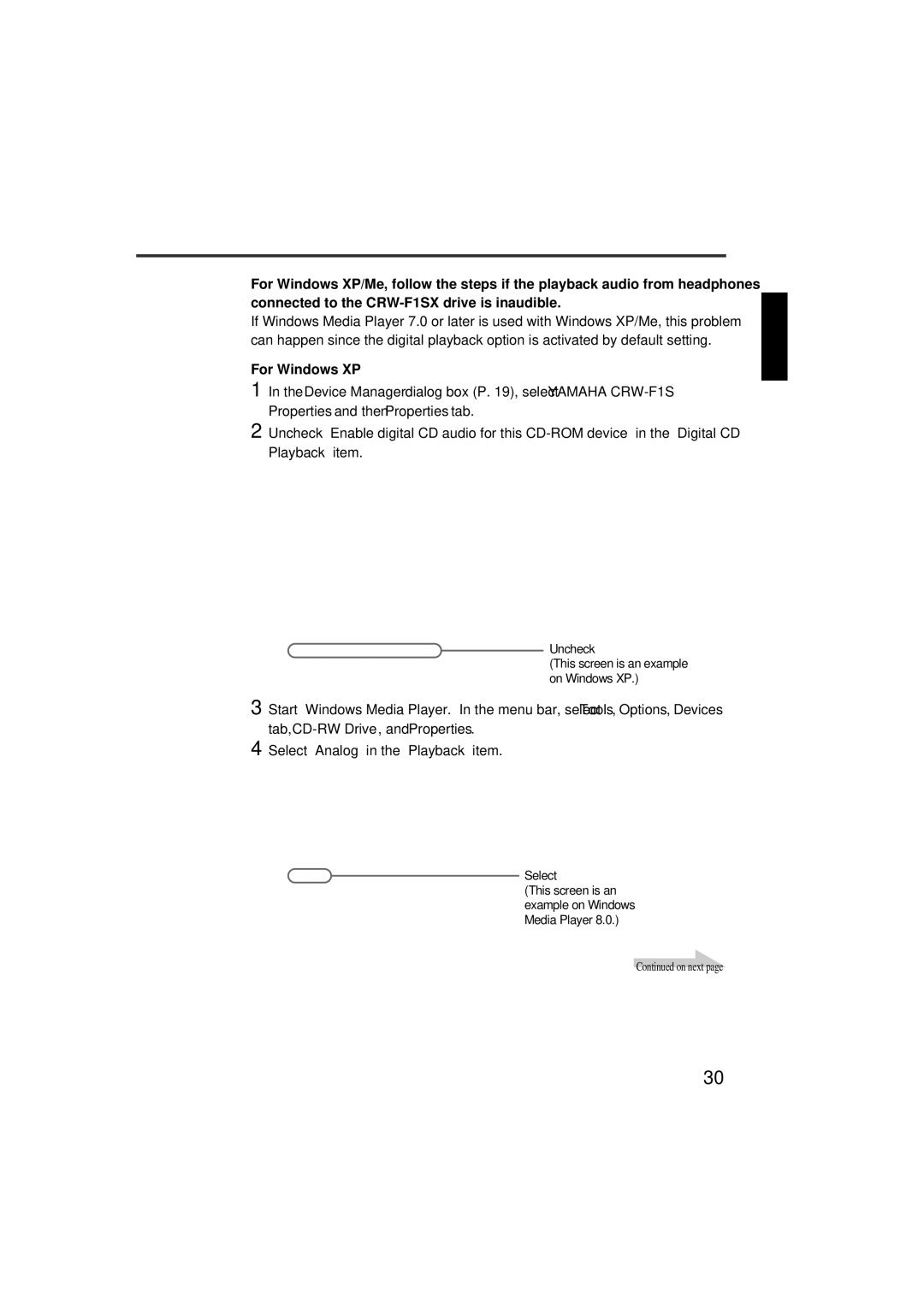 Yamaha CRW-F1SX manual Uncheck 