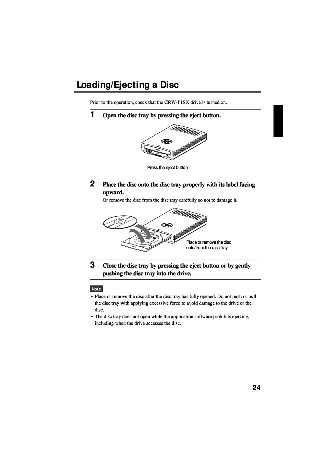 Yamaha CRW-F1SX manual Loading/Ejecting a Disc 