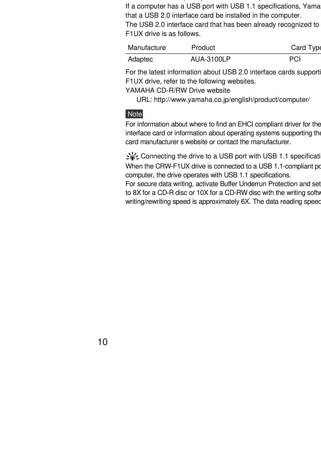 Yamaha CRW-F1UX manual Pci 