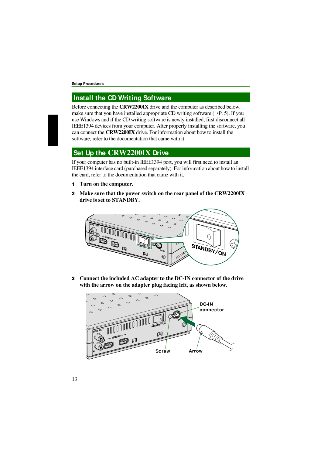 Yamaha manual Install the CD Writing Software, Set Up the CRW2200IX Drive 