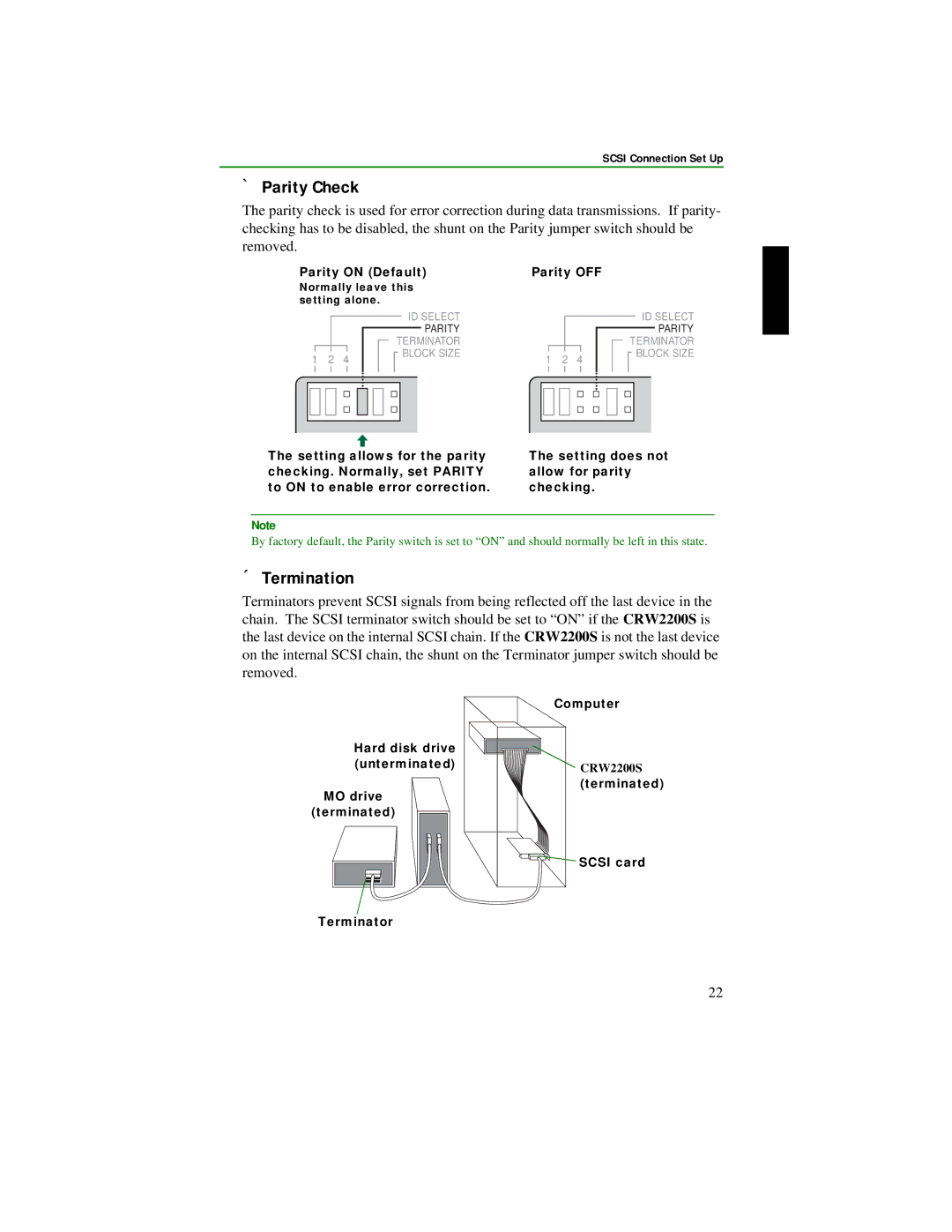 Yamaha CRW2200S manual ➁ Parity Check, ➂ Termination 