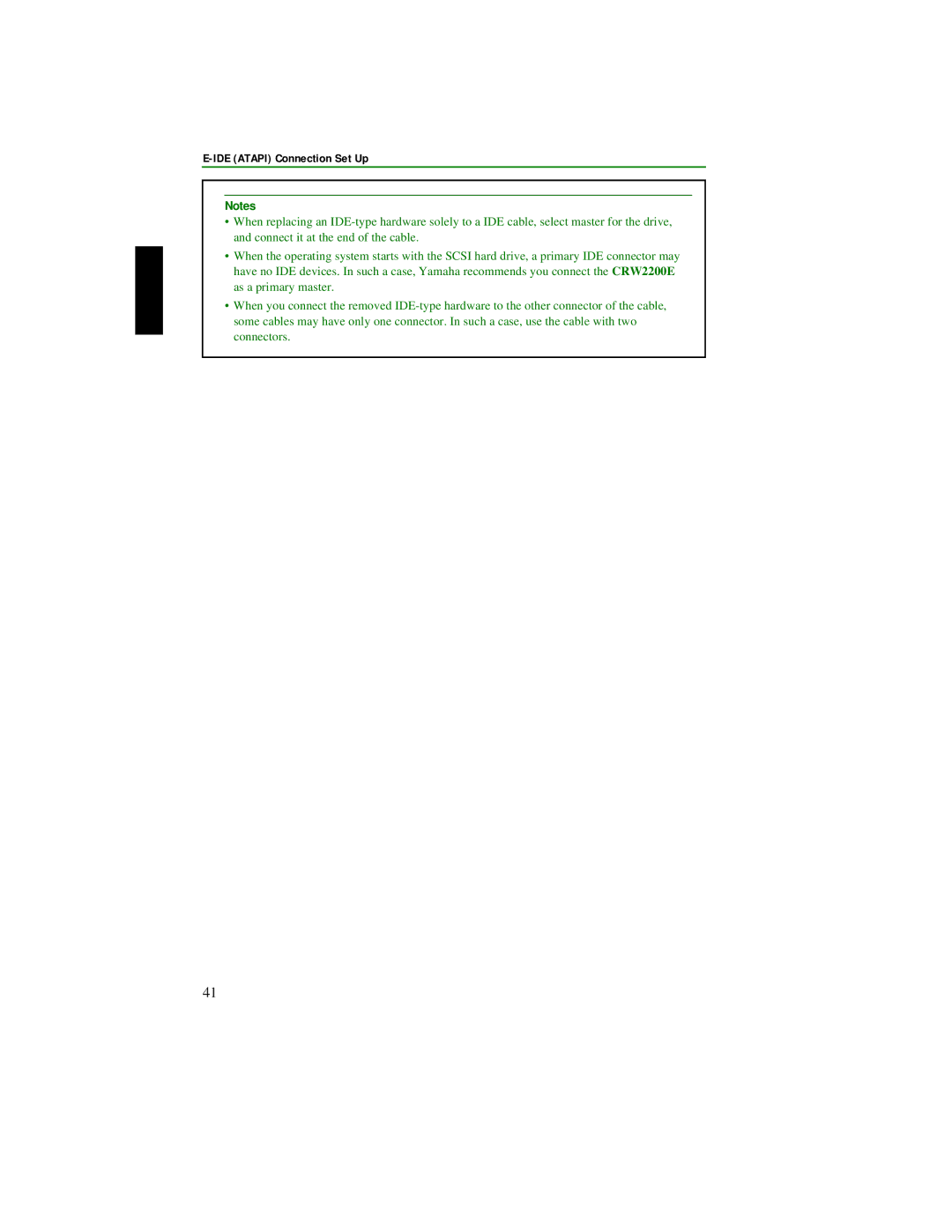 Yamaha CRW2200S manual IDE Atapi Connection Set Up 