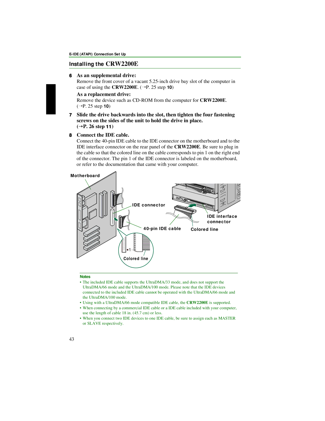 Yamaha CRW2200S manual Installing the CRW2200E, As an supplemental drive 