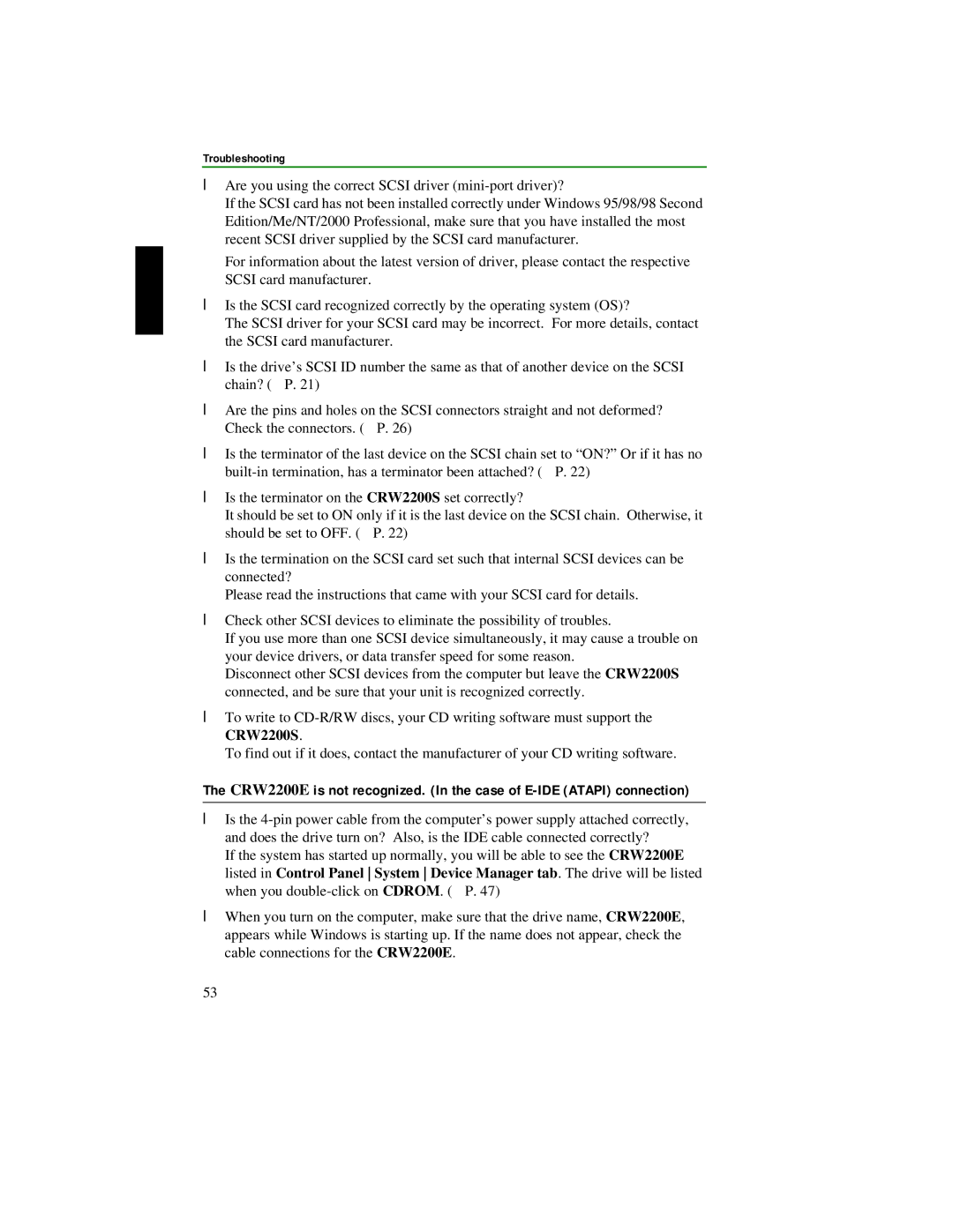 Yamaha CRW2200S manual Troubleshooting 