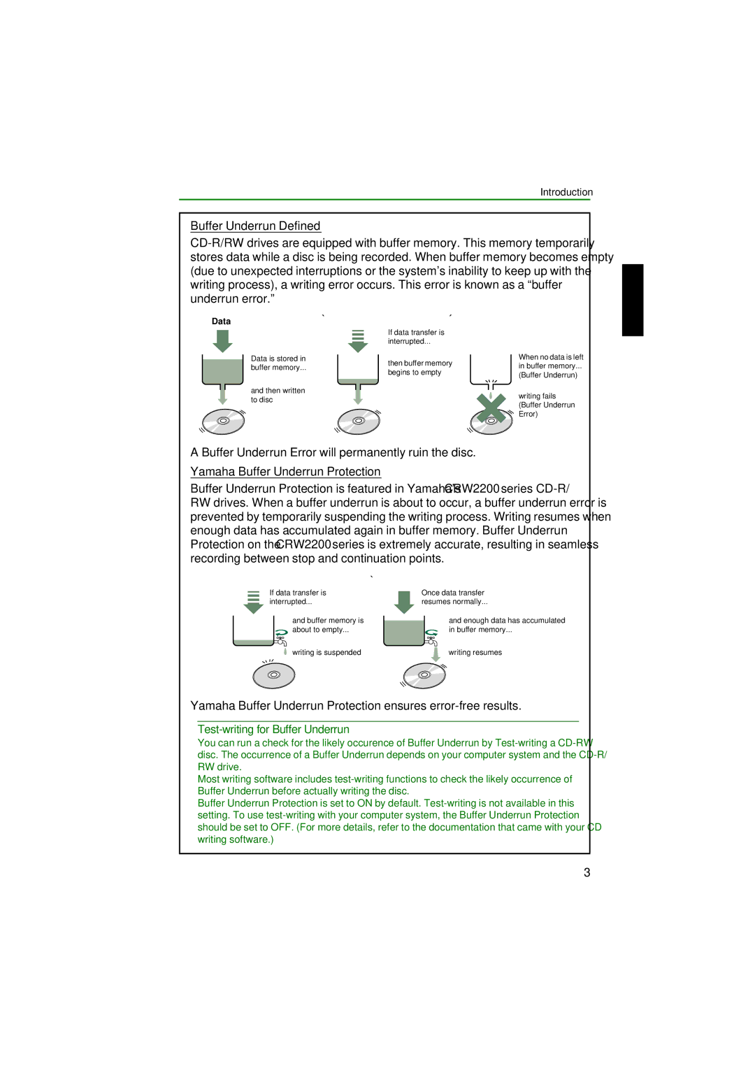 Yamaha CRW2200SX manual Buffer Underrun Defined, Yamaha Buffer Underrun Protection 