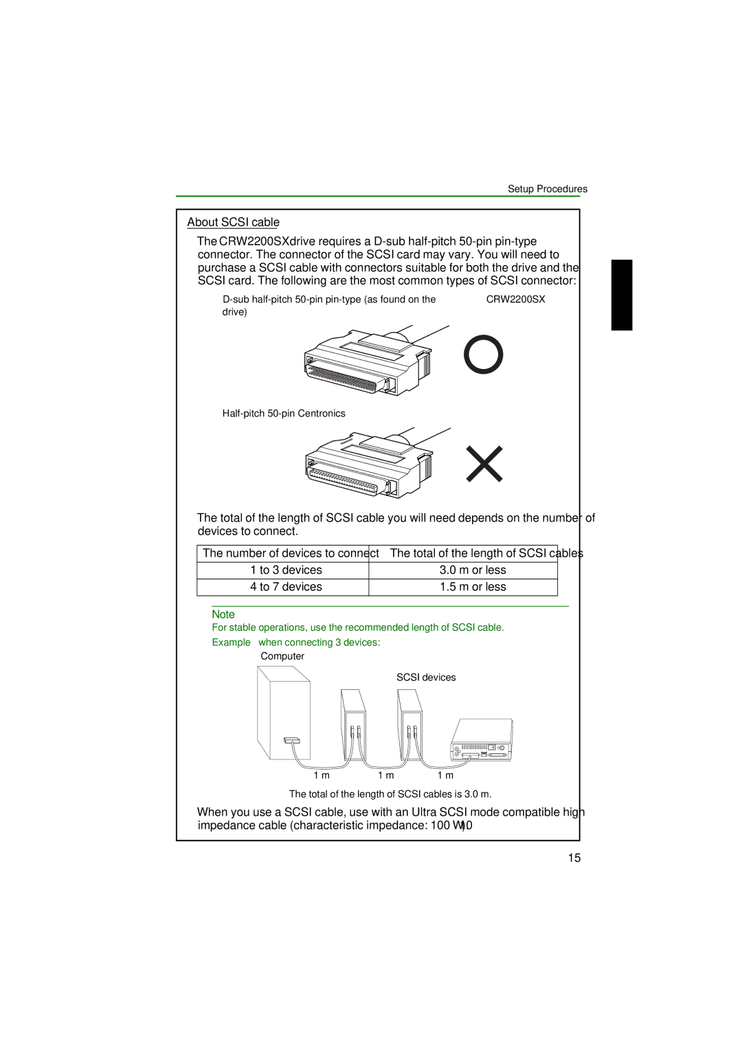 Yamaha CRW2200SX manual About Scsi cable 