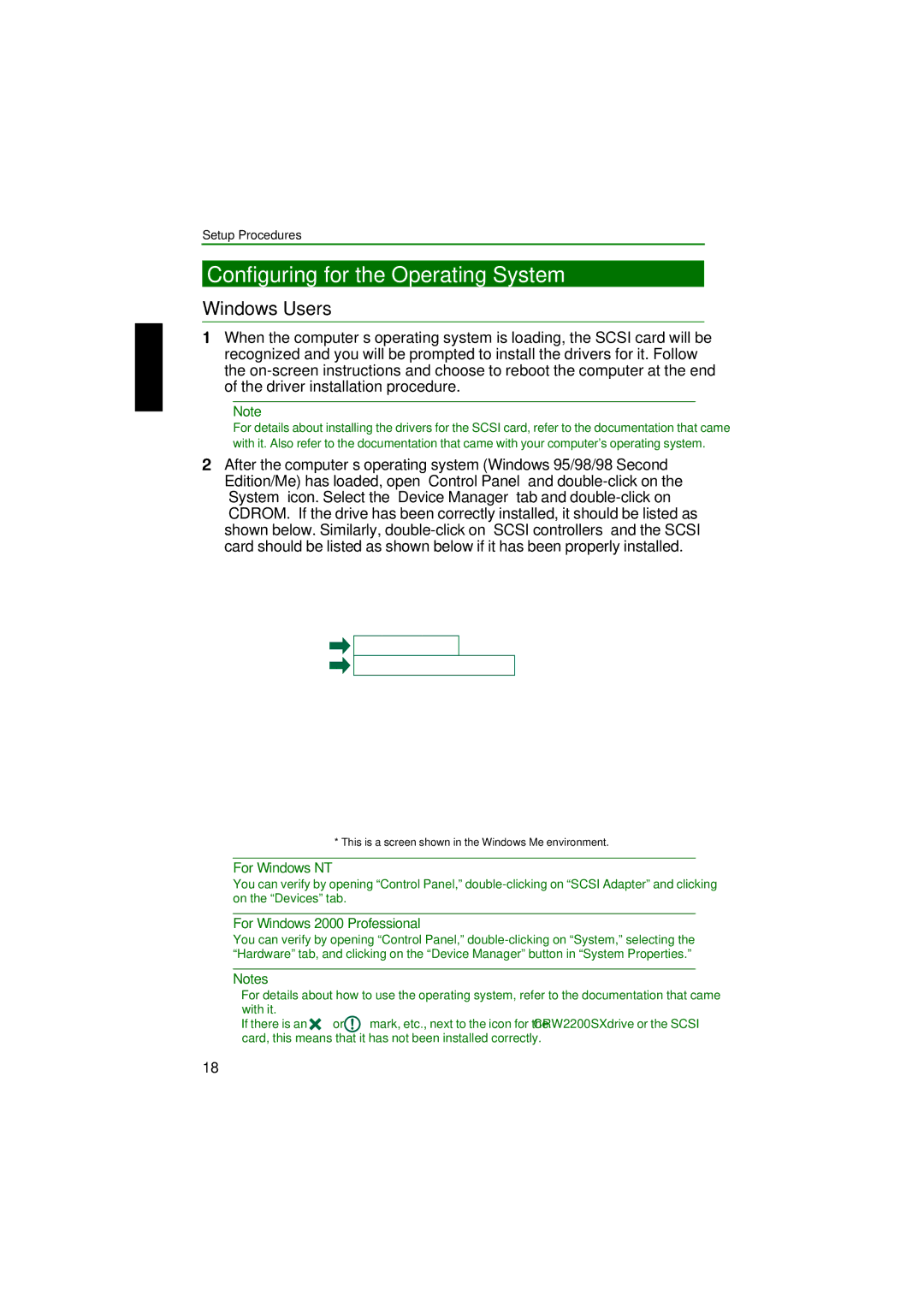 Yamaha CRW2200SX manual Configuring for the Operating System, For Windows NT 