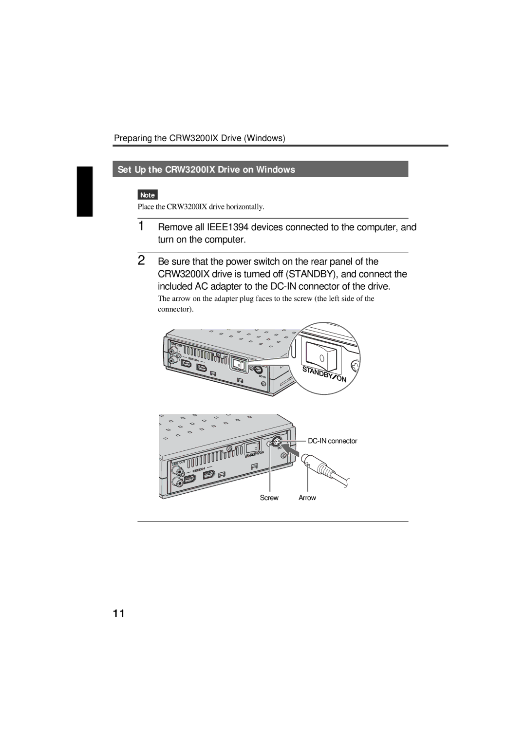 Yamaha manual Set Up the CRW3200IX Drive on Windows, Preparing the CRW3200IX Drive Windows 