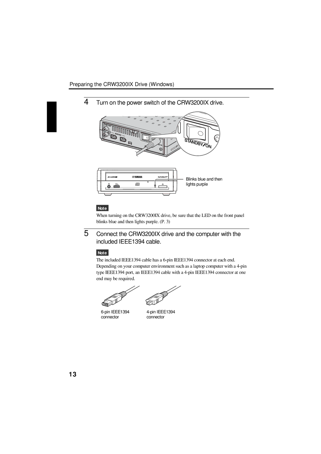 Yamaha manual Turn on the power switch of the CRW3200IX drive 