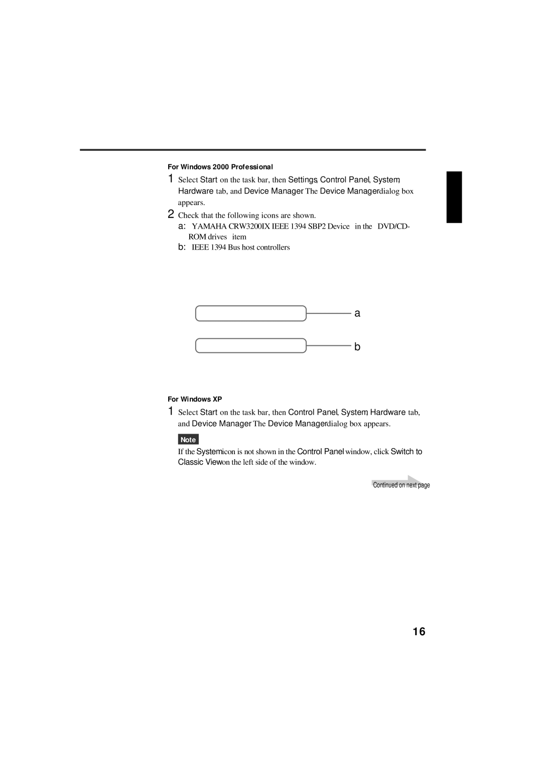 Yamaha CRW3200IX manual For Windows 2000 Professional, For Windows XP 