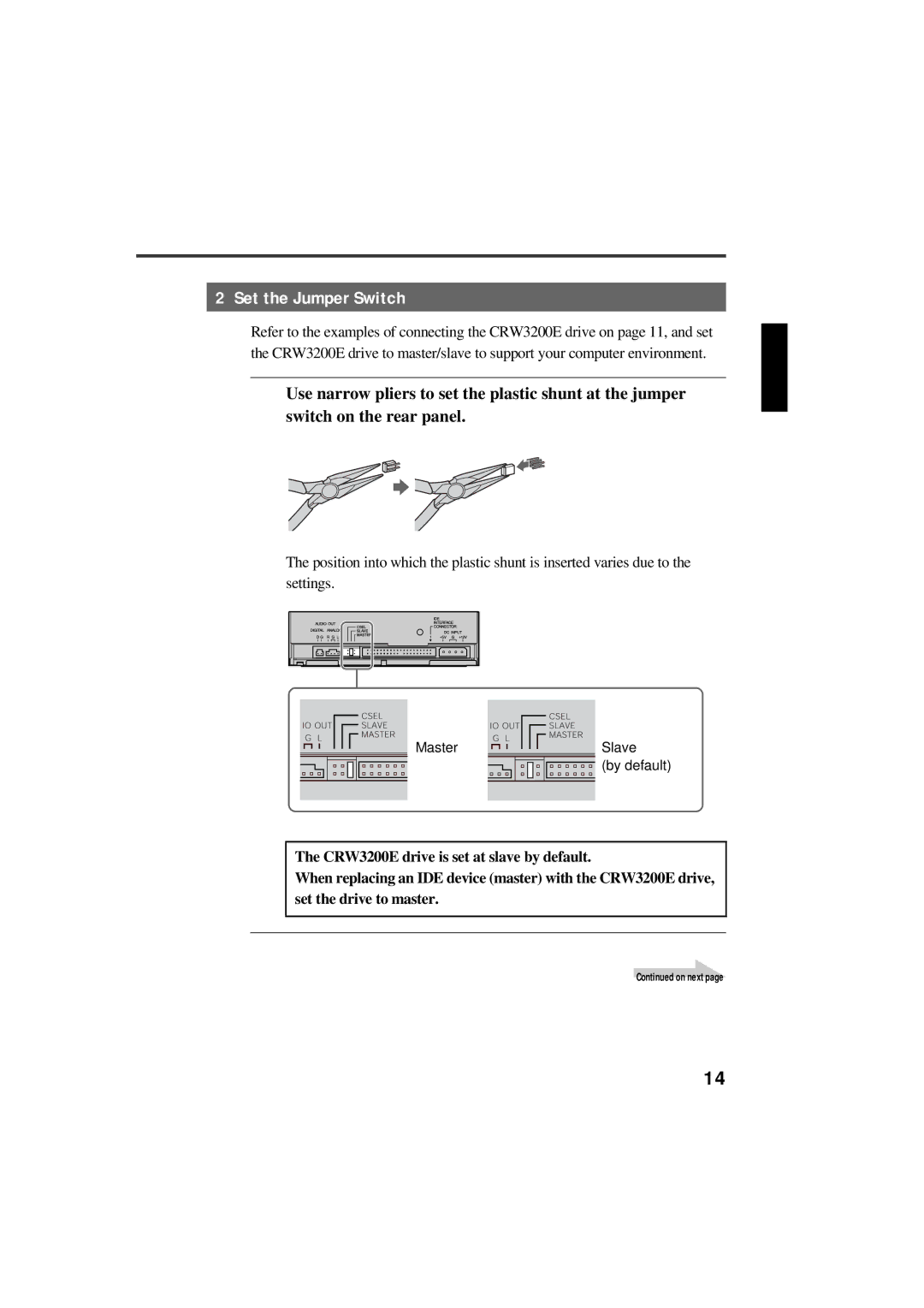 Yamaha CRW3200NB manual Set the Jumper Switch 