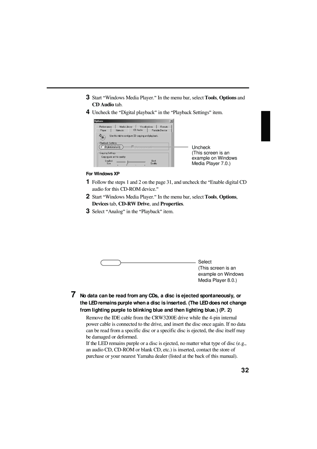 Yamaha CRW3200NB manual For Windows XP 