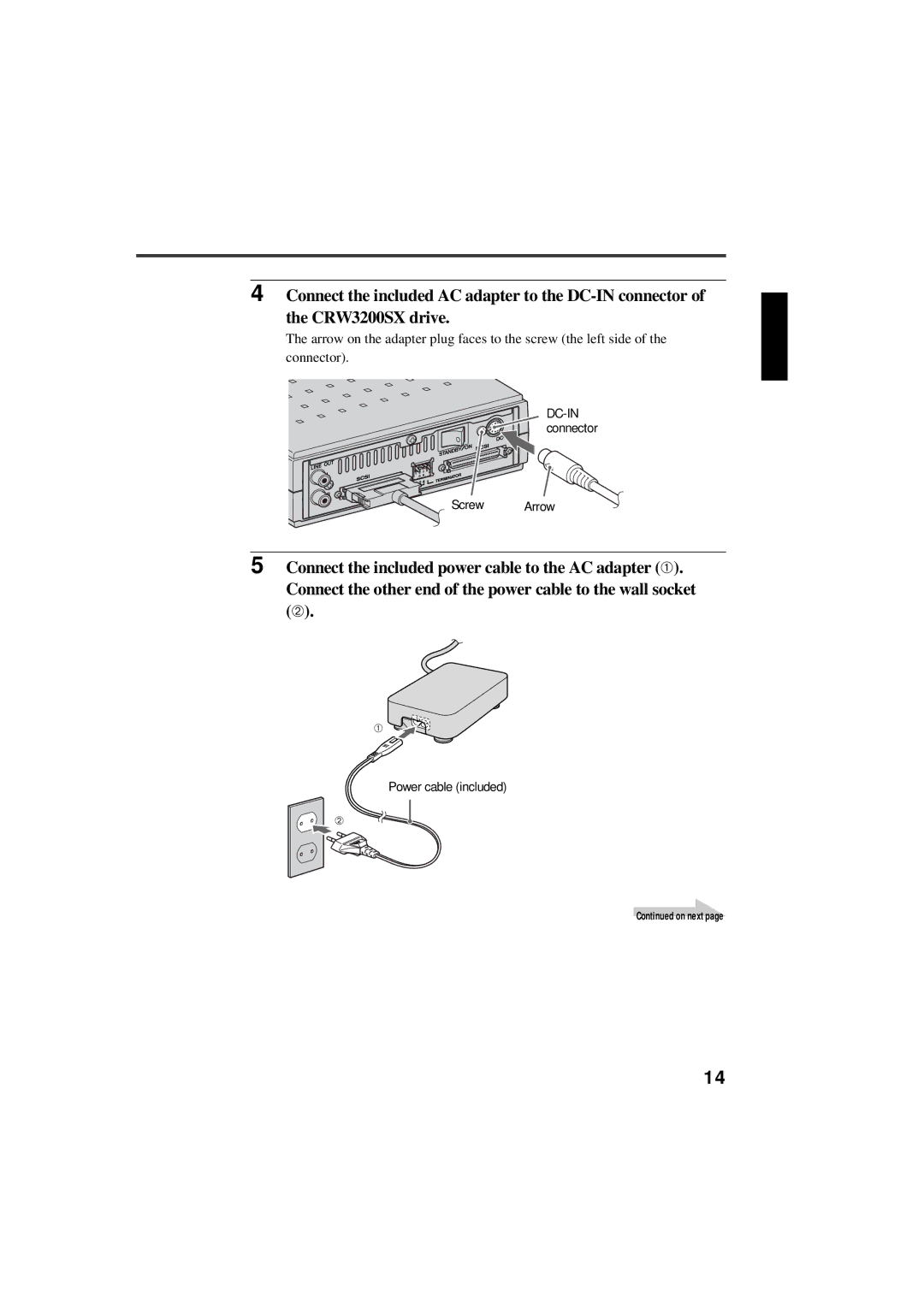 Yamaha CRW3200SX manual DC-IN connector Screw Arrow 