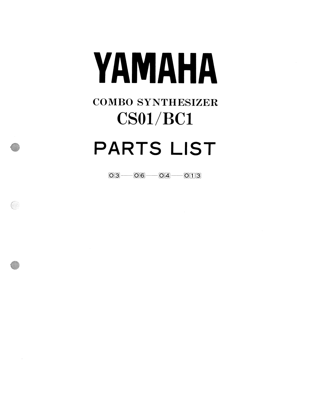 Yamaha CS 01 manual 