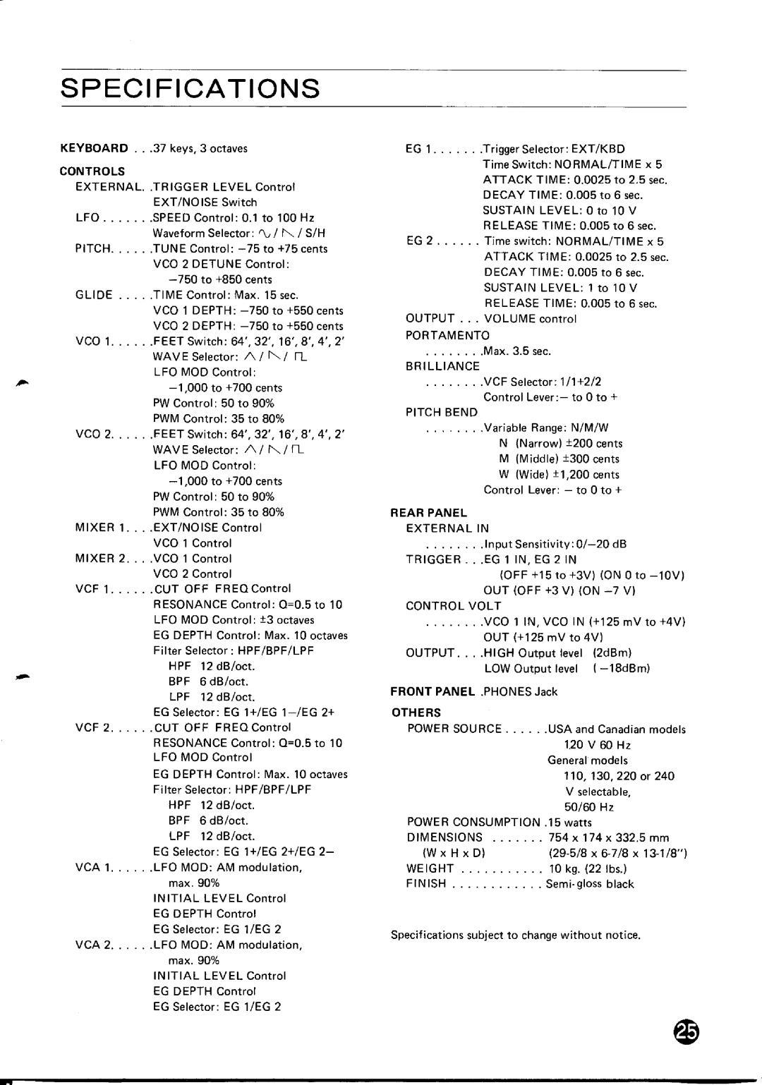 Yamaha CS-15 manual 