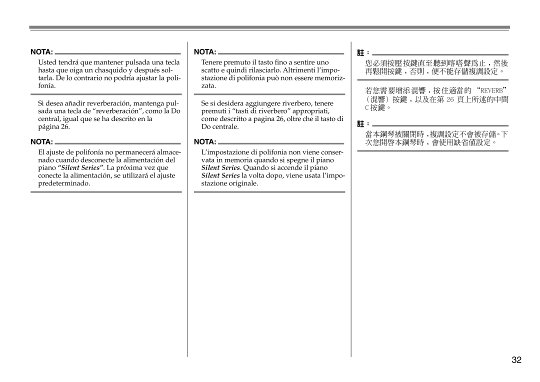 Yamaha DC1516V owner manual Nota 