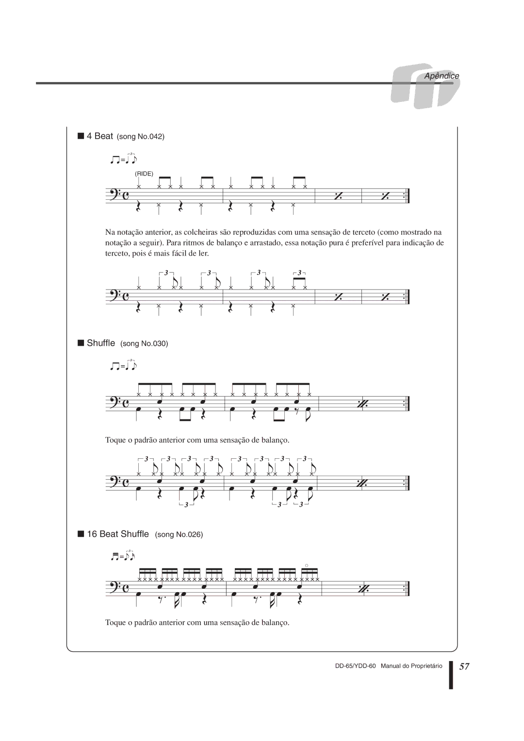 Yamaha DD-65 manual Beat Shufﬂe song No.026 