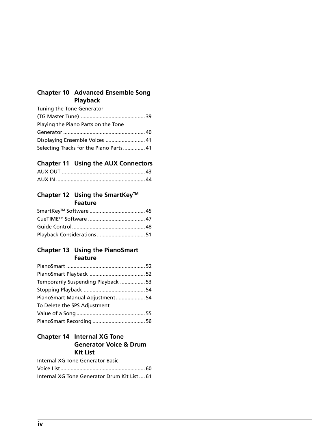 Yamaha DGC1B manual Advanced Ensemble Song Playback, Using the AUX Connectors, Using the SmartKeyTM Feature 