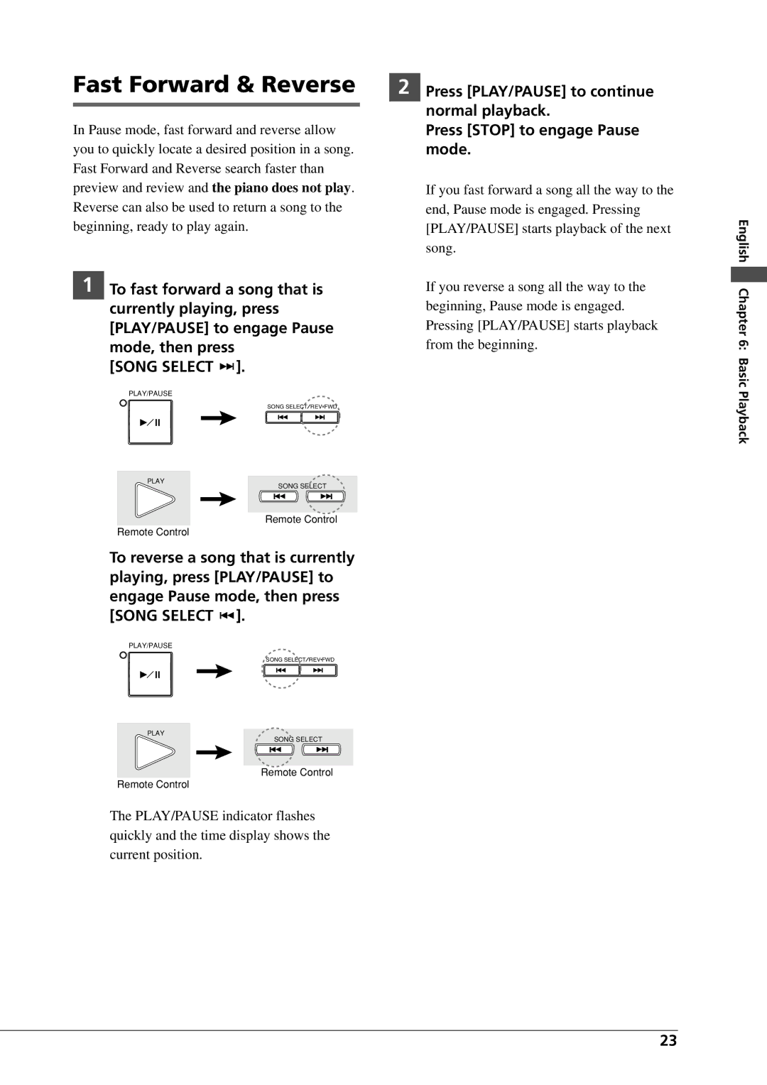 Yamaha DGC1B manual Fast Forward & Reverse 