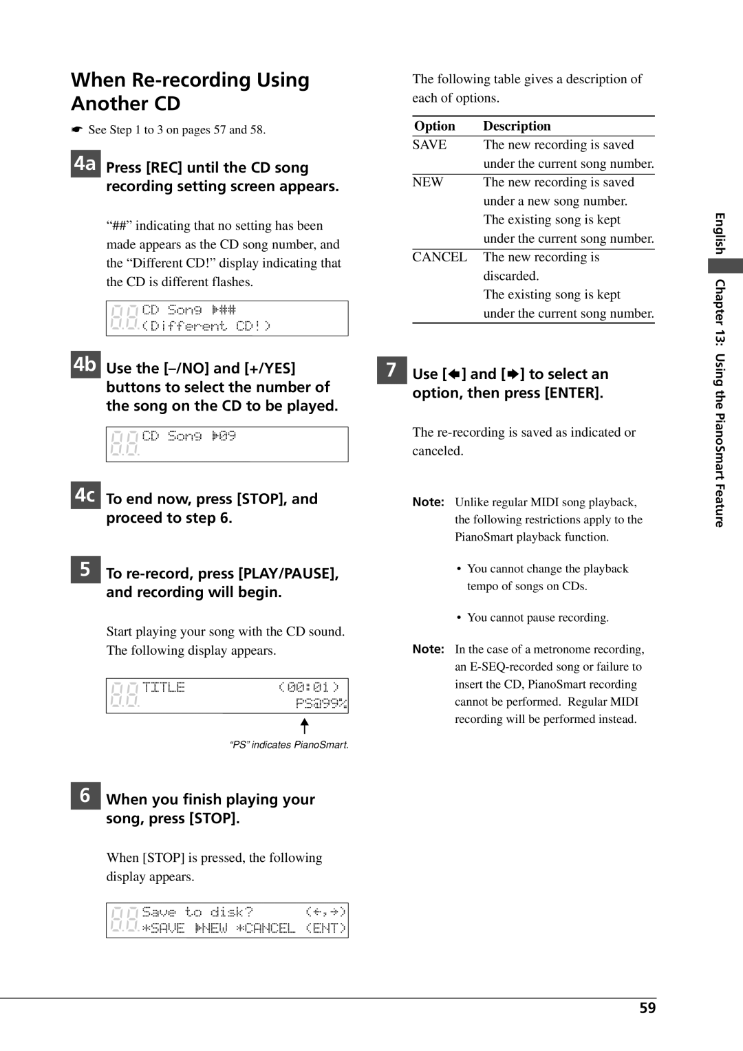 Yamaha DGC1B manual When Re-recording Using Another CD, To end now, press STOP, and proceed to step 