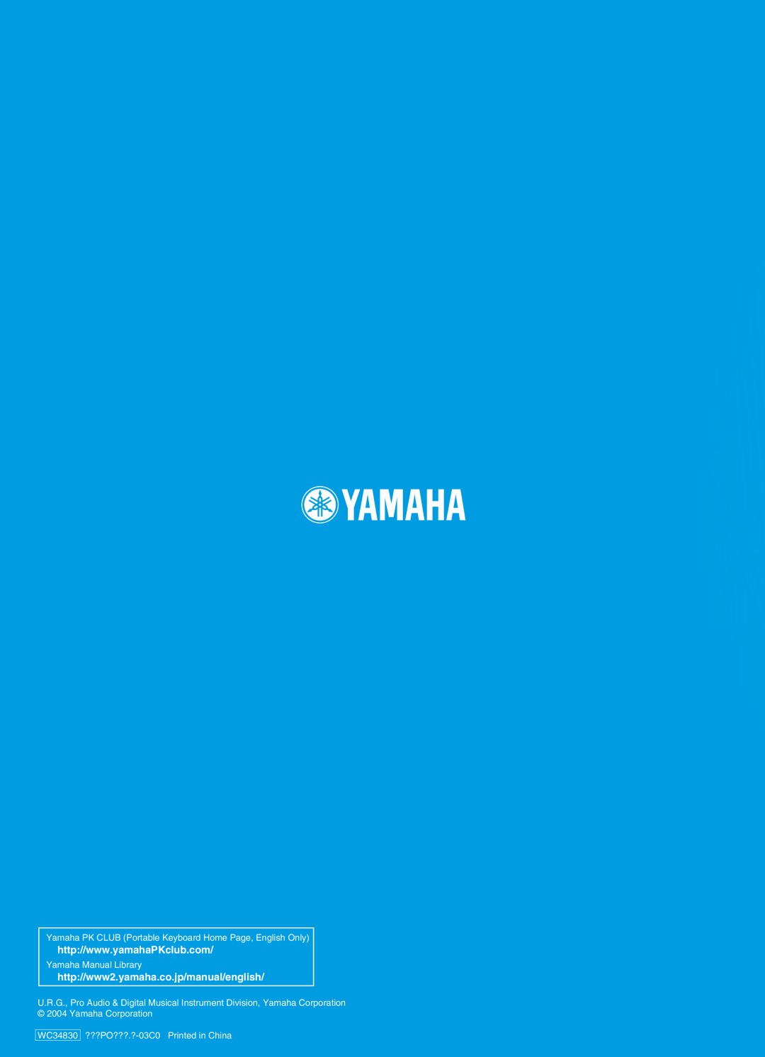 Yamaha DGX-505 http//www2.yamaha.co.jp/manual/english, Yamaha PK CLUB Portable Keyboard Home Page, English Only, WC34830 