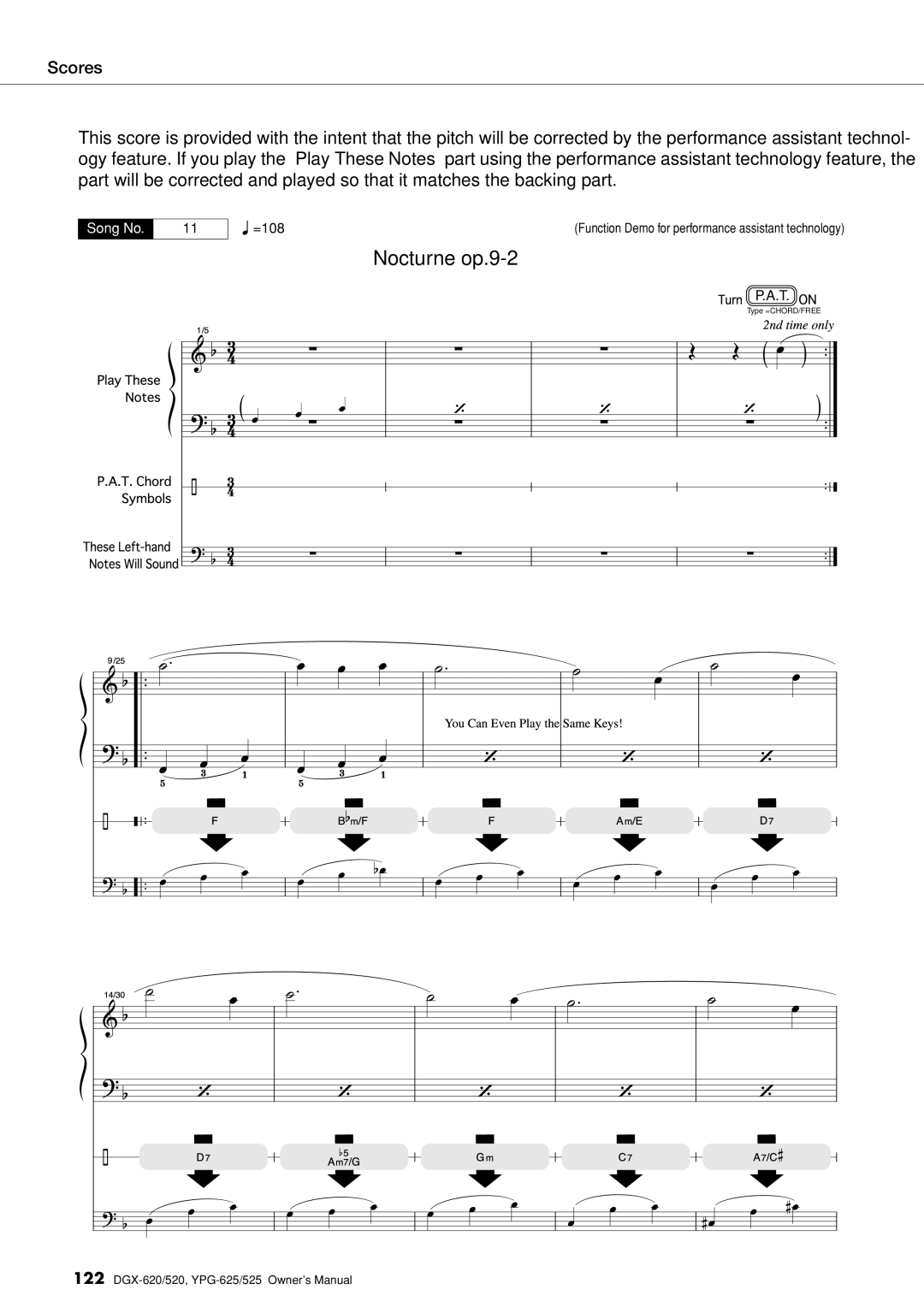 Yamaha DGX-620 owner manual Nocturne op.9-2 