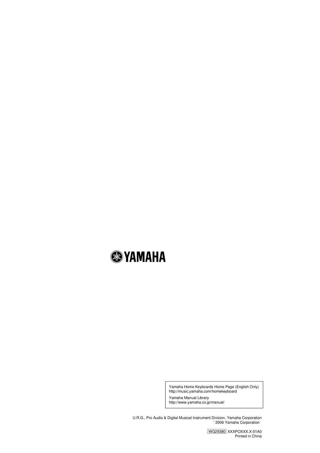 Yamaha DGX-620 owner manual WG29380 