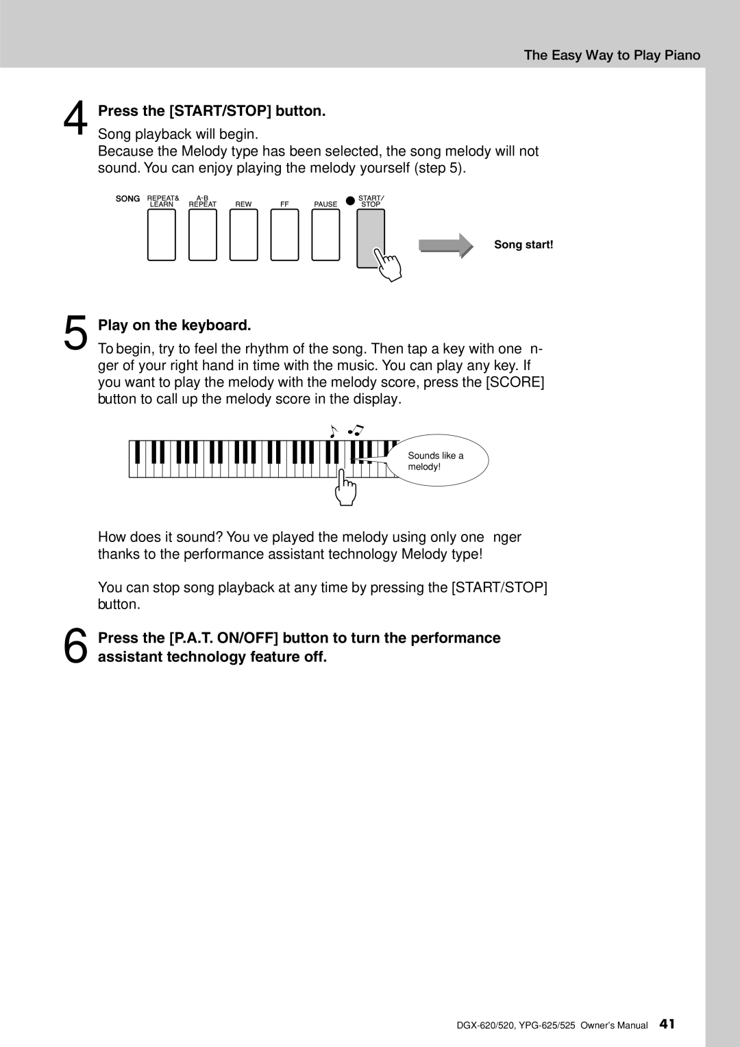 Yamaha DGX-620 owner manual Sounds like a melody 