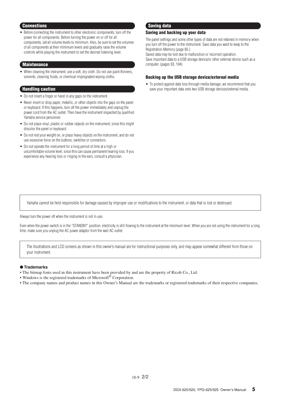 Yamaha DGX-620 owner manual Connections 