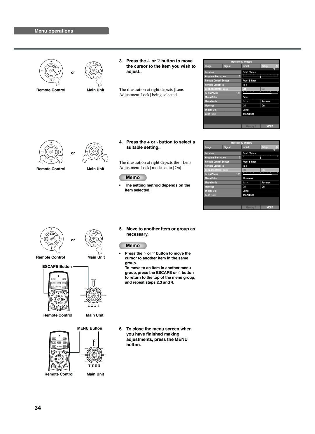 Yamaha DPX-1200 manual Press the + or button to select a suitable setting, Move to another item or group as necessary 