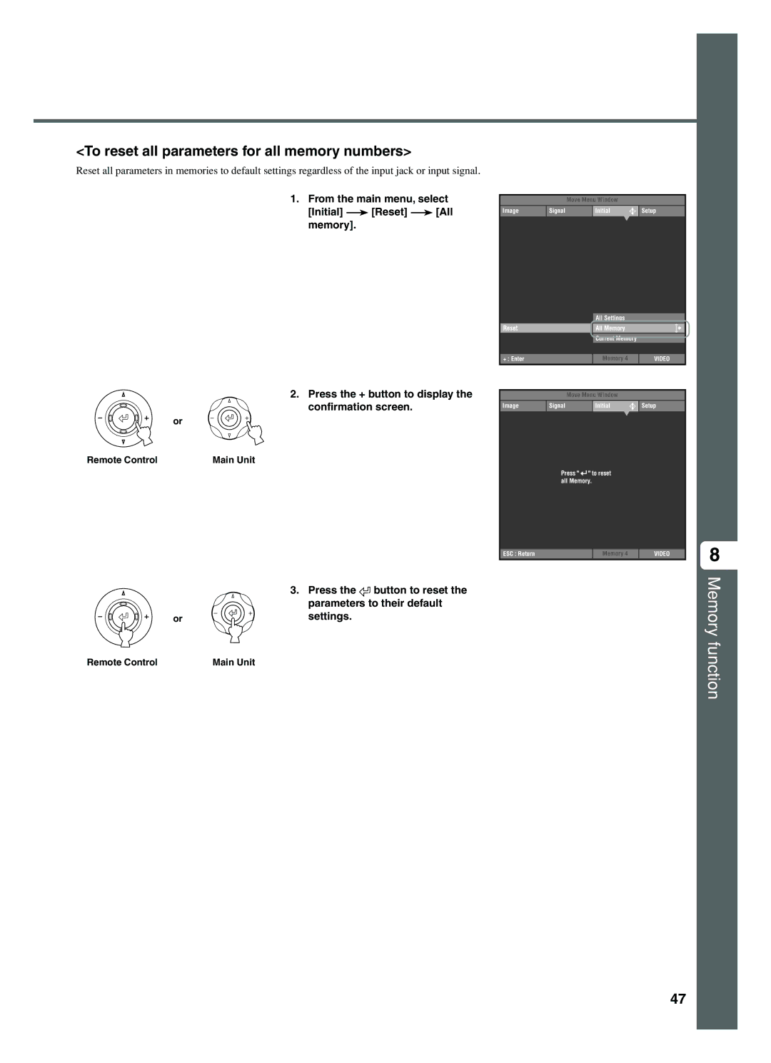 Yamaha DPX-1200 To reset all parameters for all memory numbers, Press Button to reset Parameters to their default Settings 