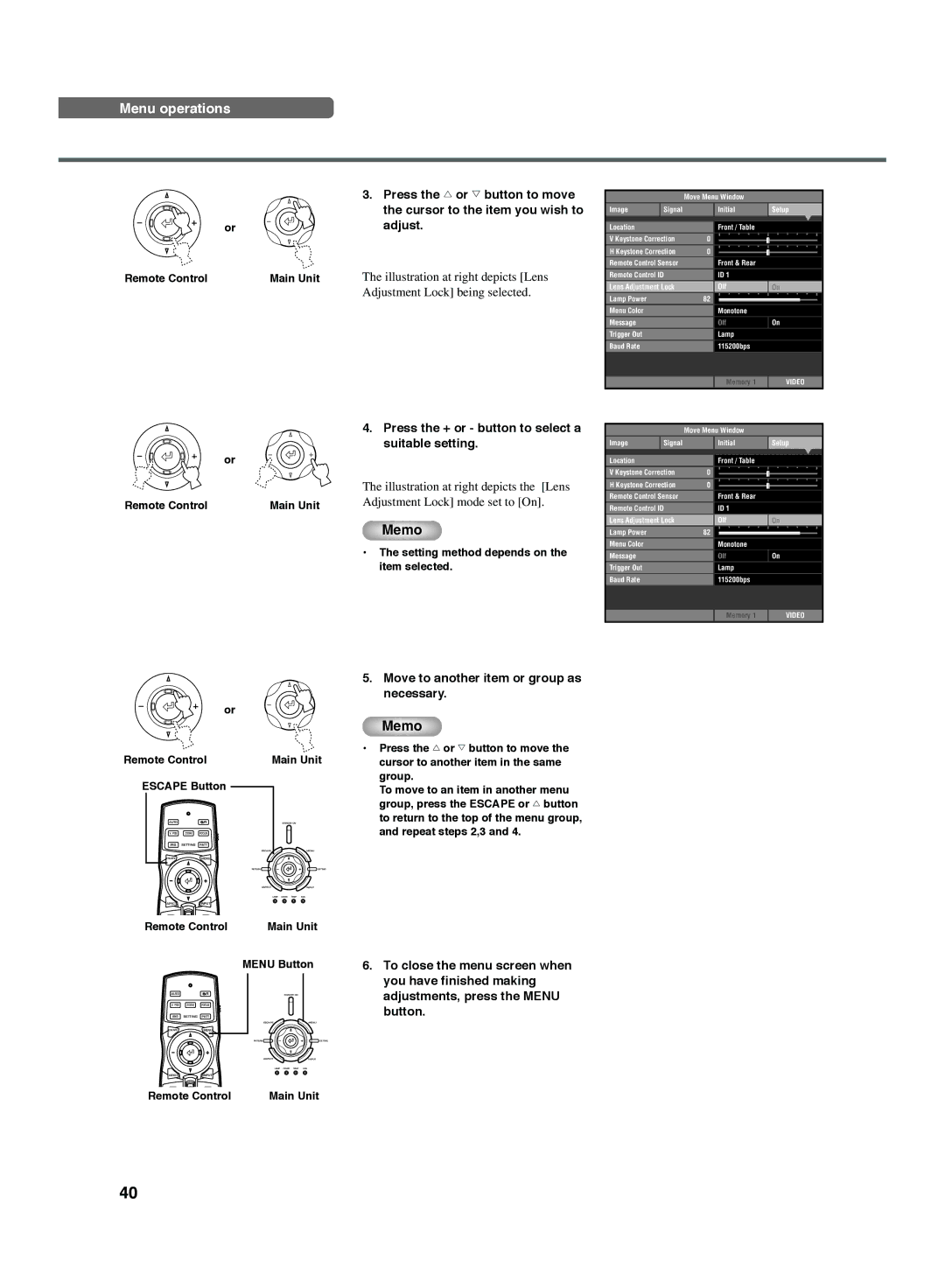 Yamaha DPX-1300 G manual Press the + or button to select a suitable setting, Move to another item or group as necessary 