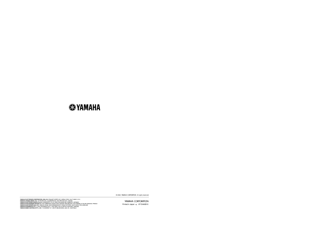 Yamaha DPX-530 owner manual All rights reserved 