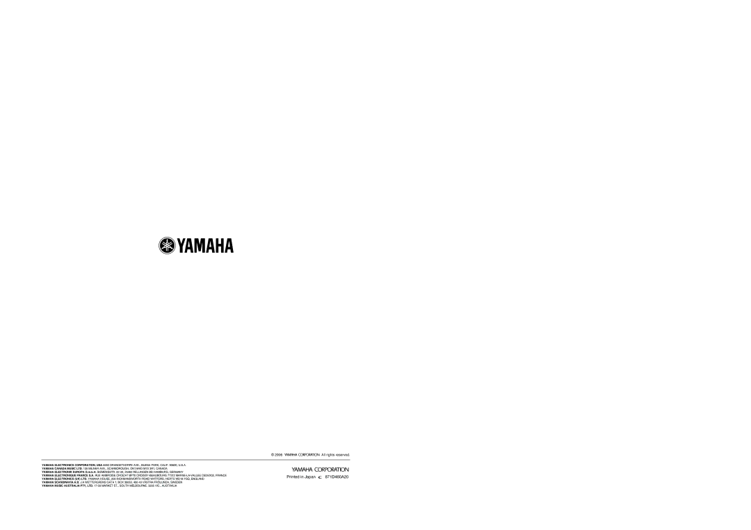 Yamaha DPX-830 owner manual All rights reserved 