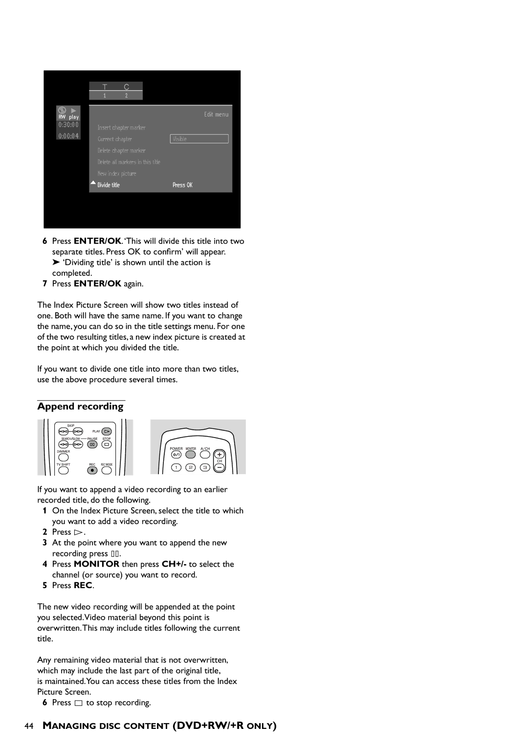 Yamaha DRX-1 owner manual Append recording 