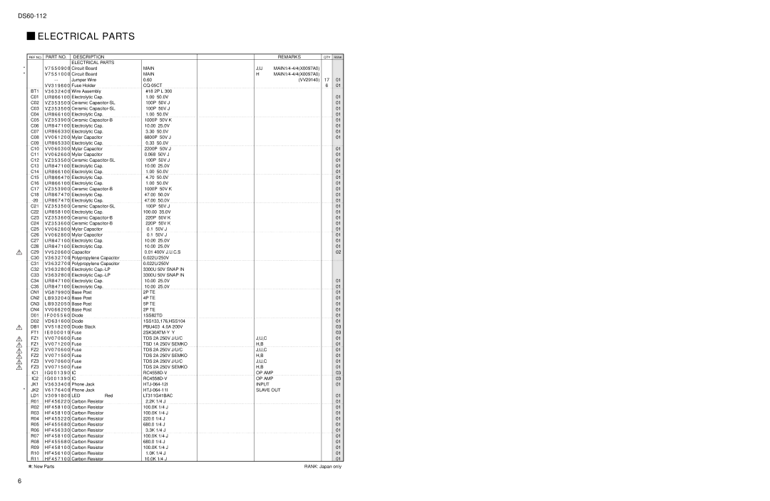 Yamaha DS60-112 service manual Electrical Parts 