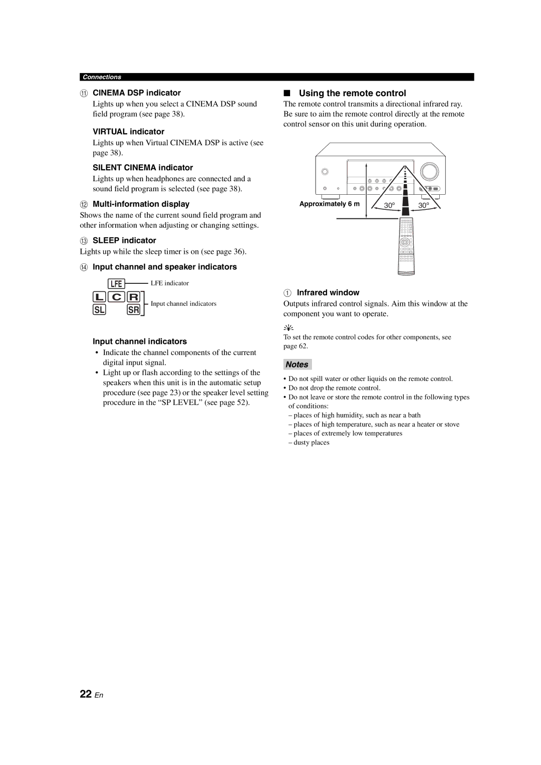 Yamaha DSP-AX463 owner manual 22 En, Using the remote control 