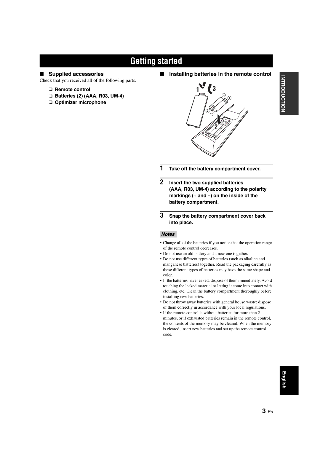 Yamaha DSP-AX463 owner manual Getting started 