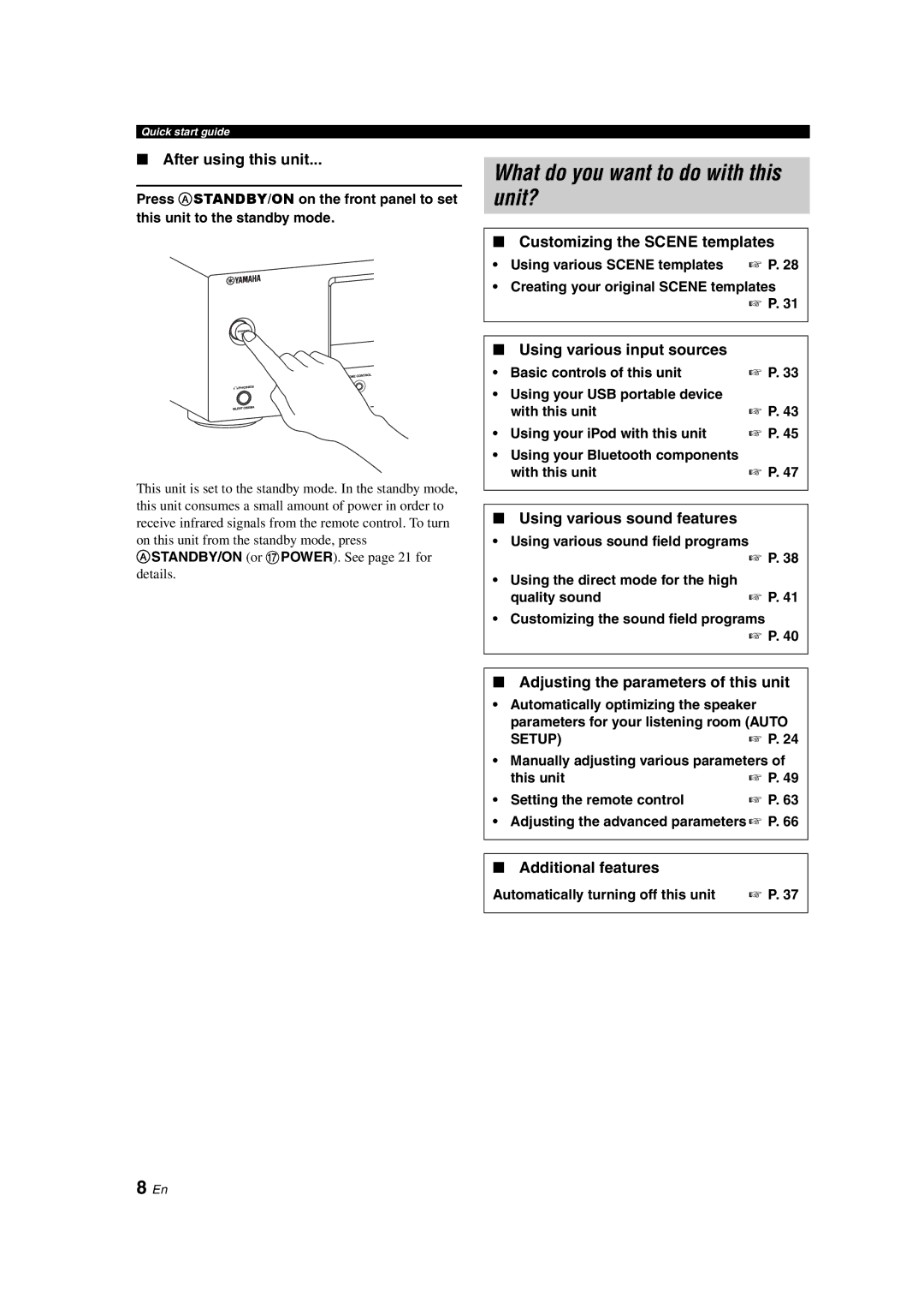 Yamaha DSP-AX563 owner manual What do you want to do with this unit? 