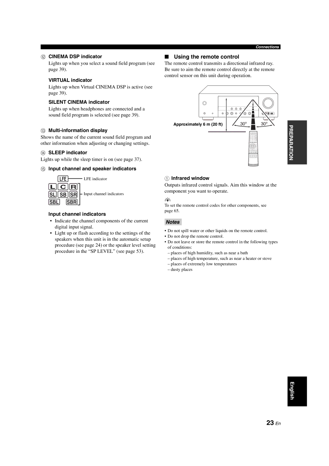 Yamaha DSP-AX563 owner manual 23 En, Using the remote control 