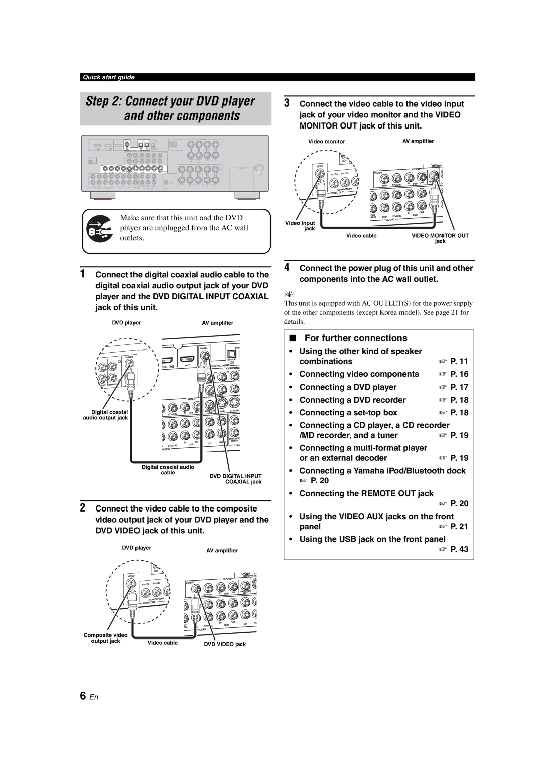 Yamaha DSP-AX563 owner manual For further connections 