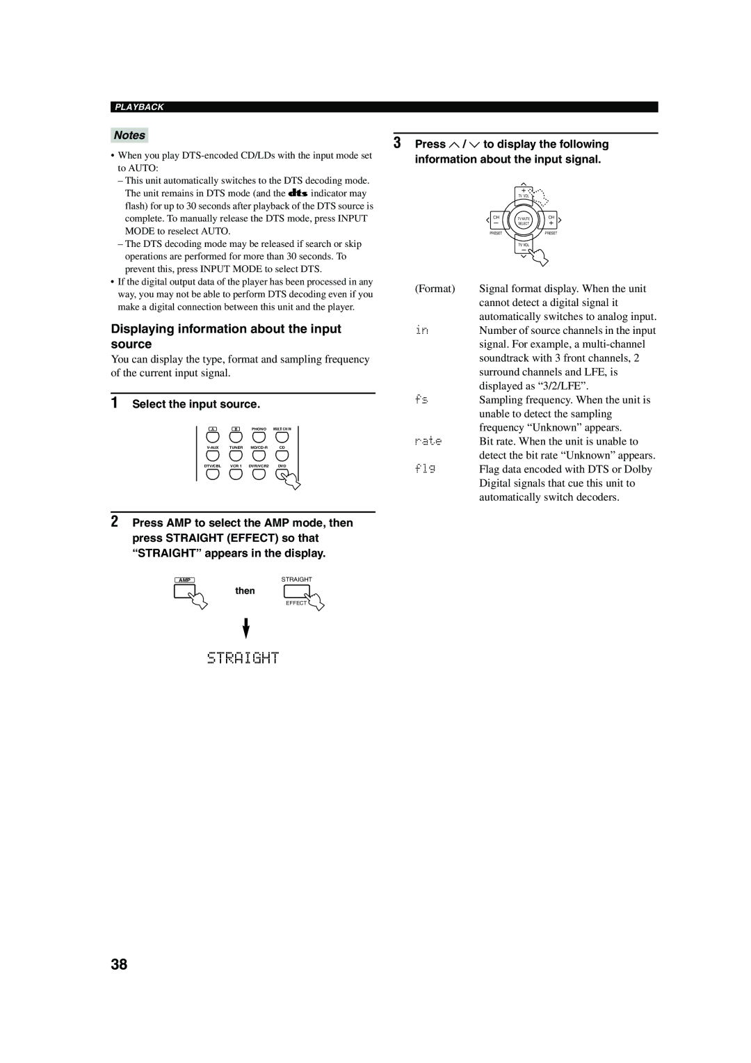 Yamaha DSP-AX750SE owner manual Displaying information about the input, Source, Press u / d to display the following 