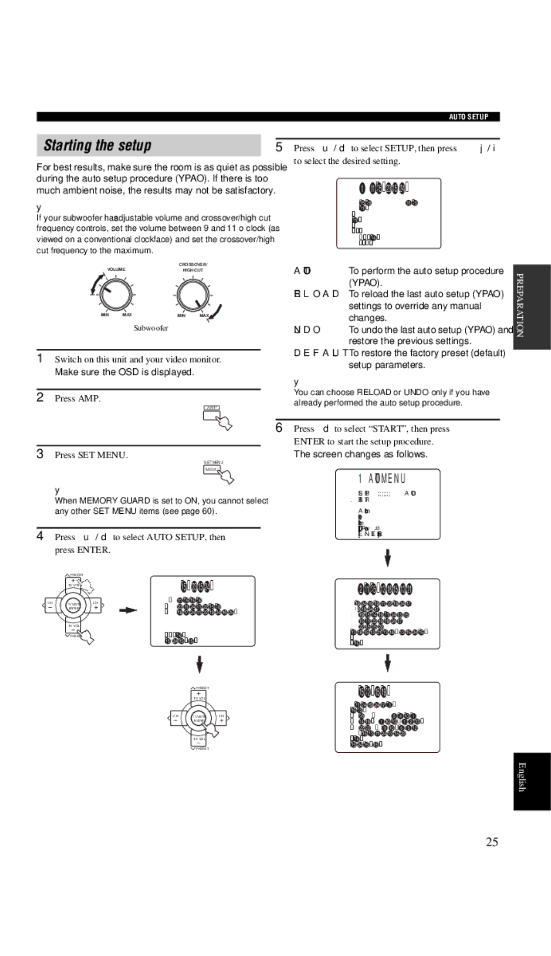 Yamaha DSP-AX757SE owner manual Starting the setup, Automenu, Autocheck 