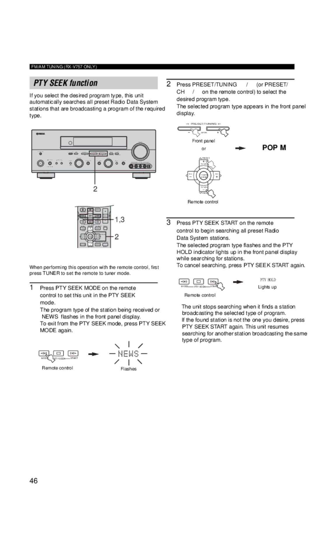 Yamaha DSP-AX757SE Press PRESET/TUNING l / h or Preset, CH u / d on the remote control to select, Desired program type 