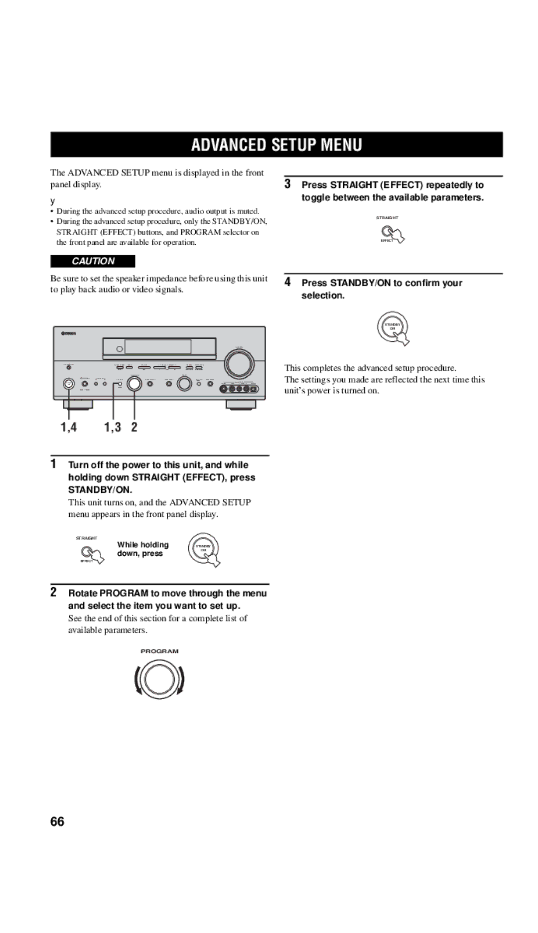 Yamaha DSP-AX757SE owner manual Advanced Setup Menu, Advanced Setup menu is displayed in the front panel display 