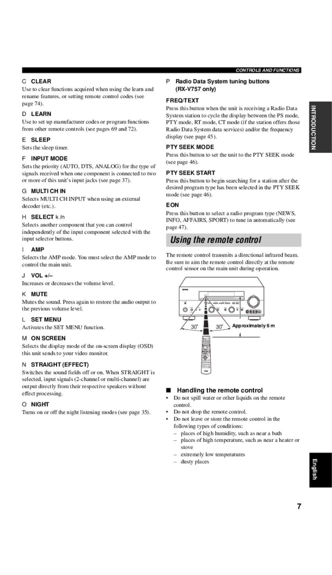 Yamaha DSP-AX757SE owner manual Using the remote control 